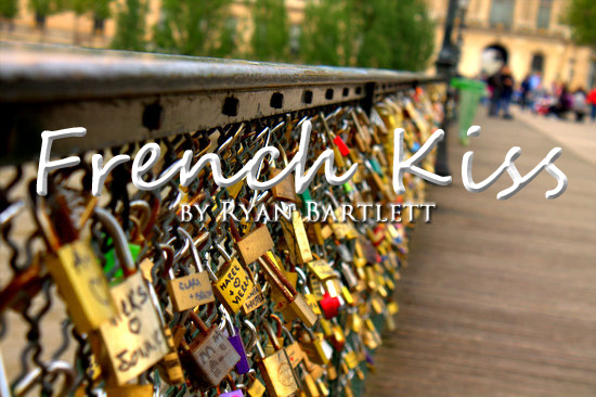 Padlocks on bridge railing, title 'French Kiss', by Ryan Bartlett
